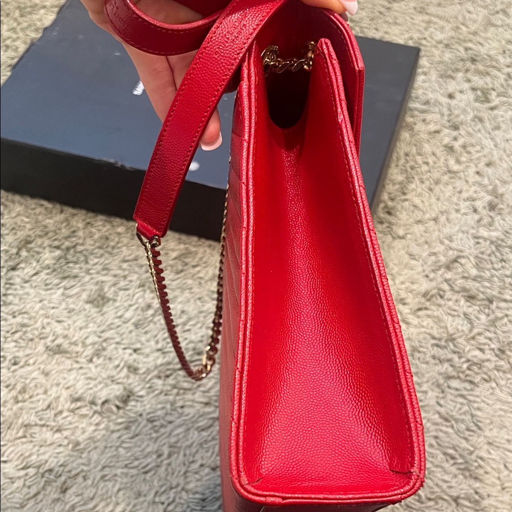 Saint Laurent Red Chevron Shoulder Bag - Picture 6 of 11